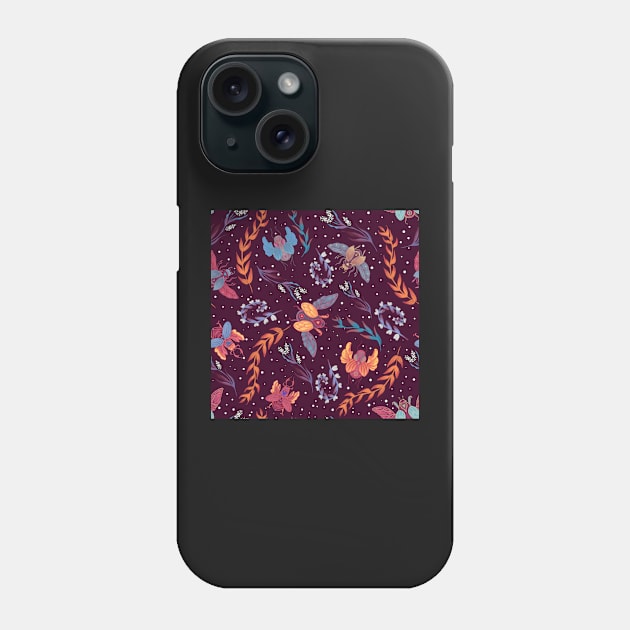 Beetle and plants pattern Phone Case by astronauticarte