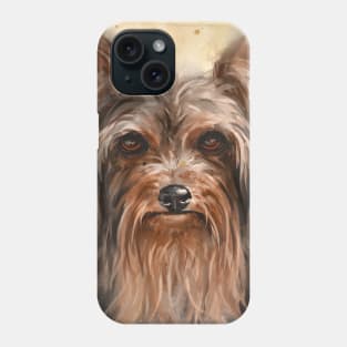 Painting of a Yorkshire Terrier with an Impressive Beard Phone Case