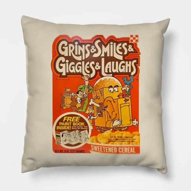 Grins & Smiles & Giggles & Laughs Pillow by offsetvinylfilm