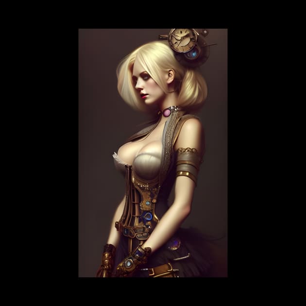 Beautiful Steampunk Blonde in Corset by PrancingPeekees