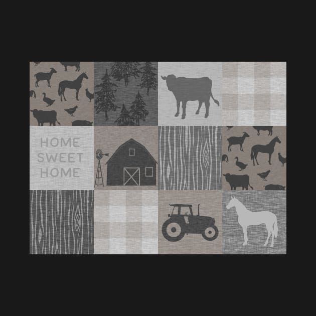 Home Sweet Home Farm Patchwork- Beige/taupe by SugarPineDesign