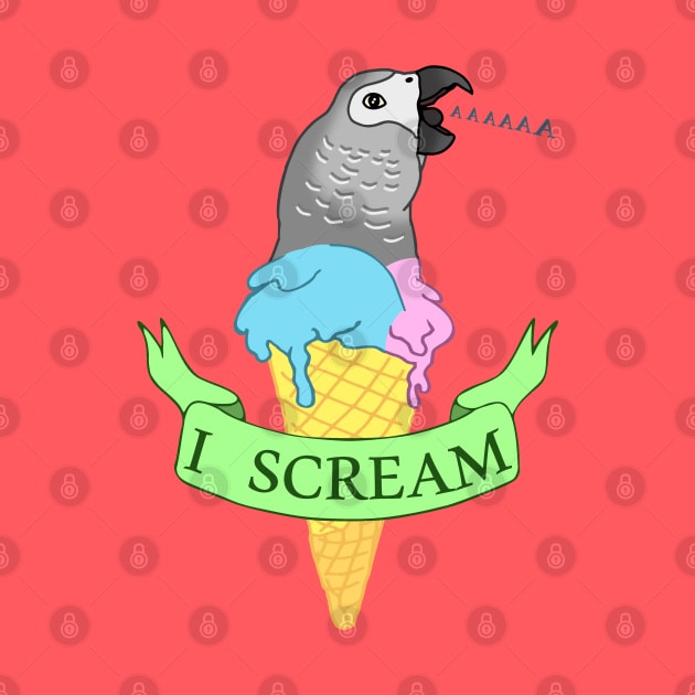 I scream Ice Cream African Grey Parrot Doodle by FandomizedRose