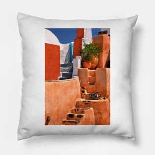 "Mexican" colors in Foinikia village, Santorini Pillow