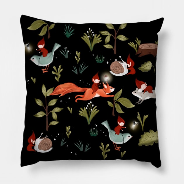 magic forest Pillow by Petit Faon Prints