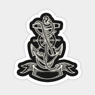 White Ship anchor tattoo Magnet