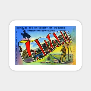 Greetings from Laramie, Wyoming - Vintage Large Letter Postcard Magnet