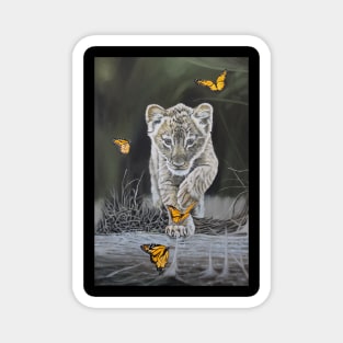 Baby leopard and butterflies Magnet