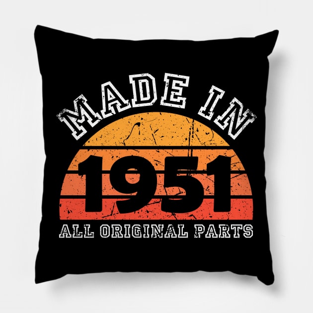 Made 1951 Original Parts 70th Birthday Pillow by jodotodesign