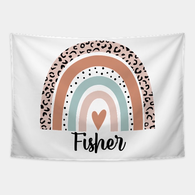 Fisher Rainbow Leopard Funny Fisher Gift Tapestry by HeroGifts