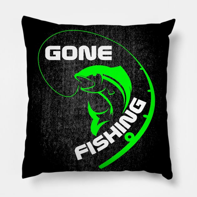 Gone Fishing Pillow by Sunil Belidon