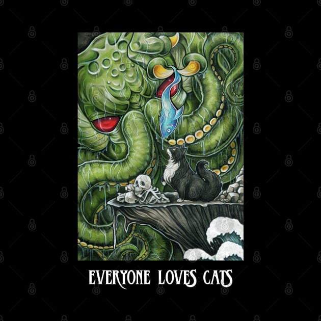 Cthulhu Feeding Cat - Cat Quote by Nat Ewert Art