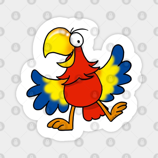 funny parrot bird cartoon Magnet by cartoonygifts