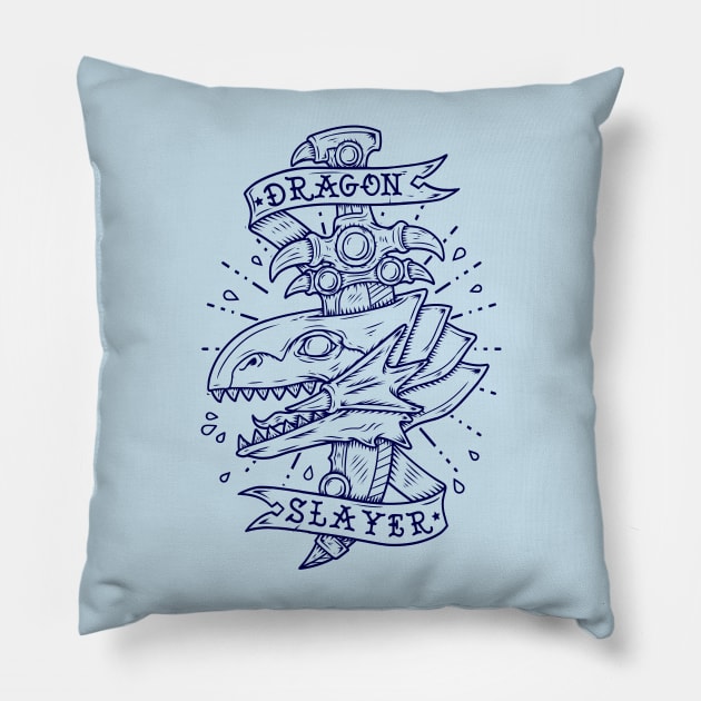 dragon slayer- lines Pillow by Firebrander