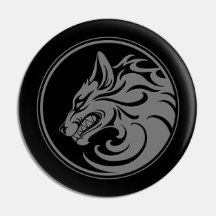 Growling Dark Wolf Circle Pin