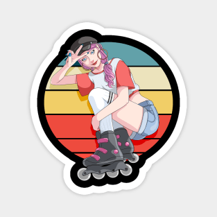 Roller Girl Skater Skates Rollerblades Rollerblading Magnet