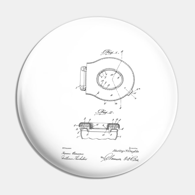 Sanitary Toilet Seat Vintage Patent Hand Drawing Pin by TheYoungDesigns