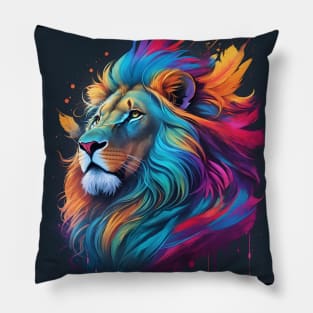 Colorful Lion Art Pillow