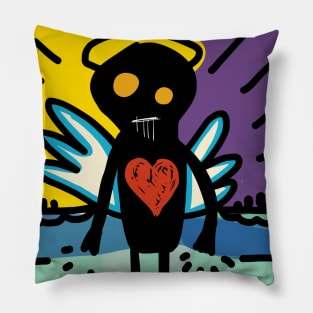 Black Angel of Love Graffiti Street Art Pillow