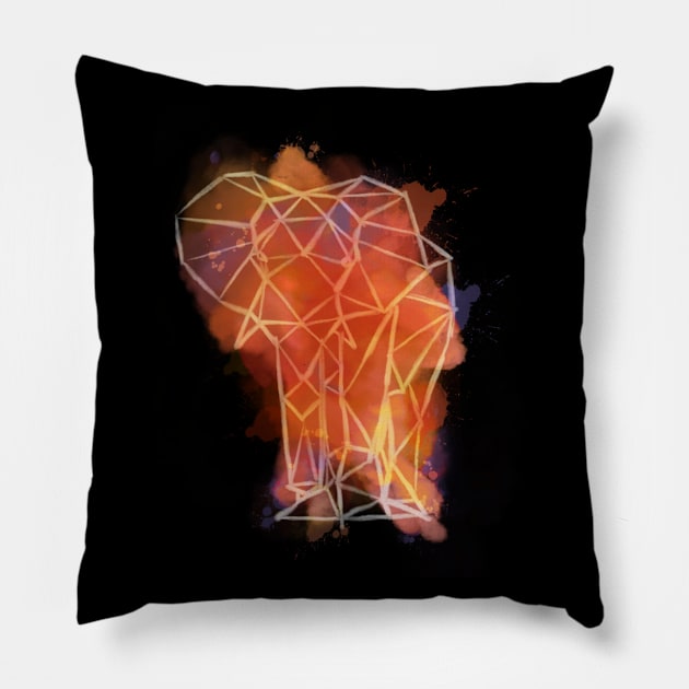 Elephant Low Poly Art Watercolor Polygon Pillow by JTYDesigns