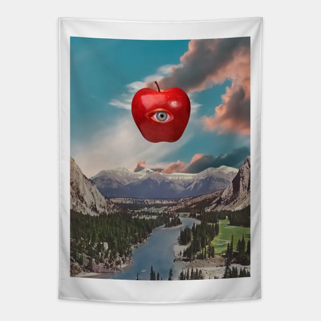 Apple Of My Eye - Surreal/Collage Art Tapestry by DIGOUTTHESKY