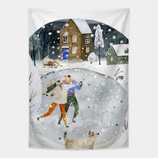 Winter Ice Skating Tapestry