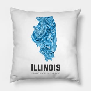 Illinois state map abstract blue Pillow