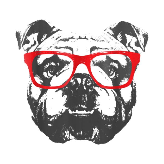 English Bulldog T Shirt Design Red Glasses Nice by martinyualiso