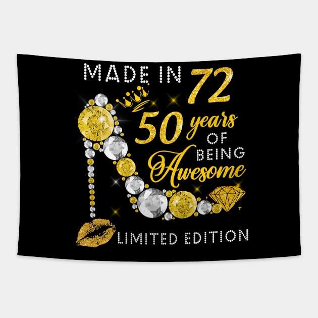 Made In 1972 Limited Edition 50 Years Of Being Awesome Jewelry Gold Sparkle Tapestry by sueannharley12