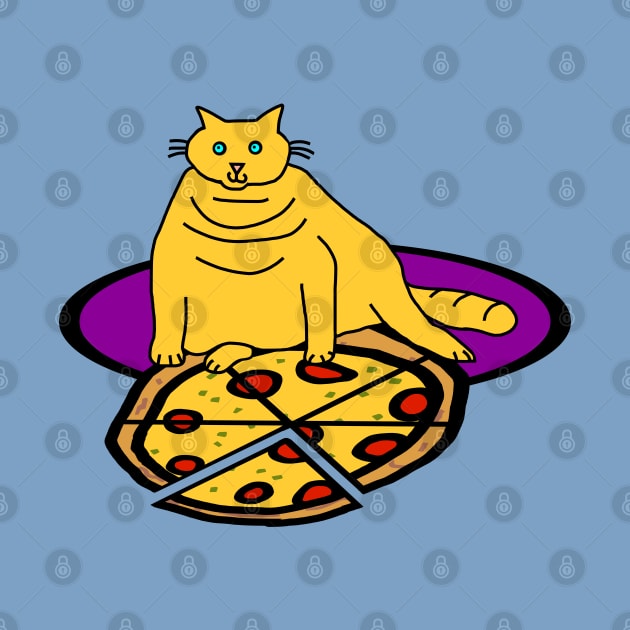 Cat with Pizza Food by ellenhenryart