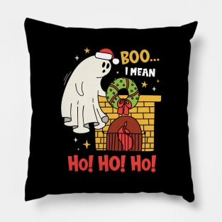 Boo I Mean Ho Ho Ho Halloween Ghost Funny Christmas Pillow