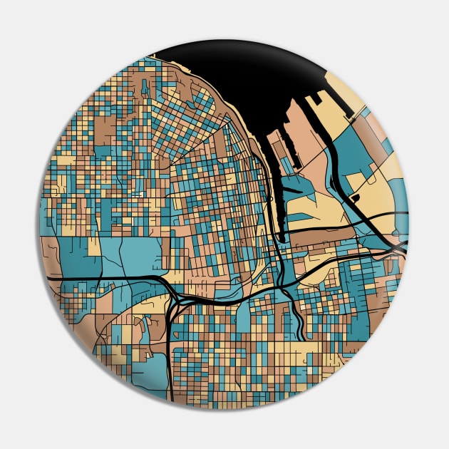 Tacoma Map Pattern in Mid Century Pastel Pin by PatternMaps