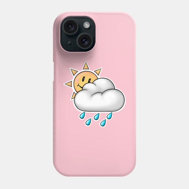 Reva Prisma Sun behind a raincloud emoji Phone Case by Mei.illustration