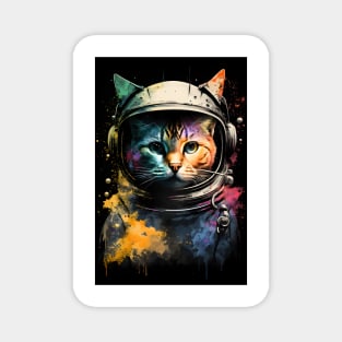 Astronaut Cat in Space Painting Magnet