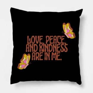 Brown Yellow Pink Illustrative Bright Peaceful Awareness Quotes Psychedelic Pillow