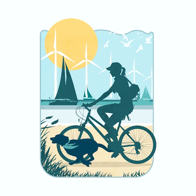 Bicycling on the Beach with Toby by PalmGallery