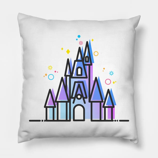 Fairytale Magic Castle Vector Artwork Pillow by CoconuTacha