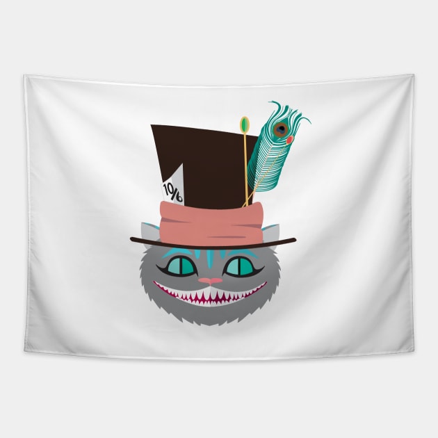 cheshire hat Tapestry by aliceinw4evr