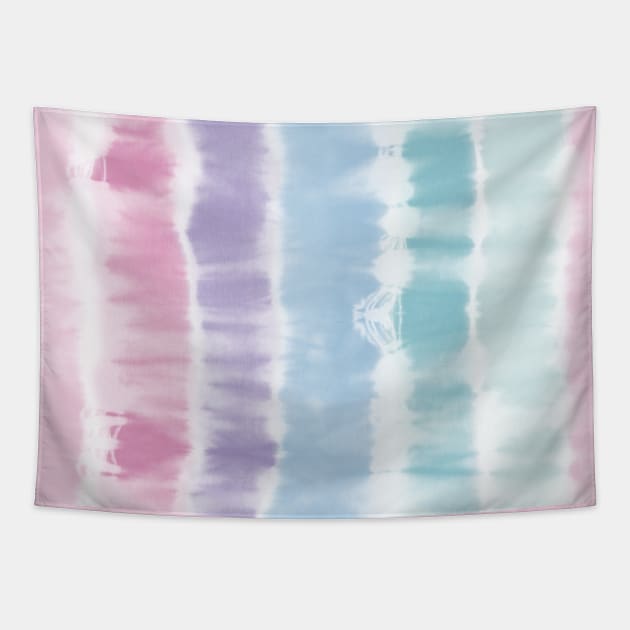 Tie dye shibori, vertical stripes in pastel pink, purple and teal Tapestry by marufemia