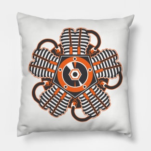 Radial Engine Two Tone Orange Pillow