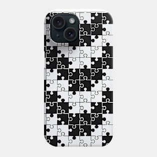 Black and white chevron puzzle design Phone Case