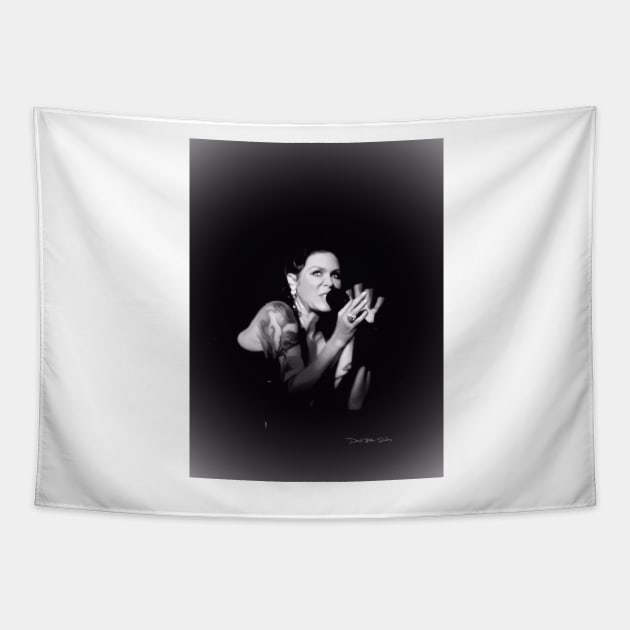 Beth Hart - Portrait - Black and White - Vignette Tapestry by davidbstudios