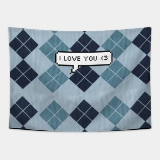 Argyle Print I LOVE YOU Tapestry