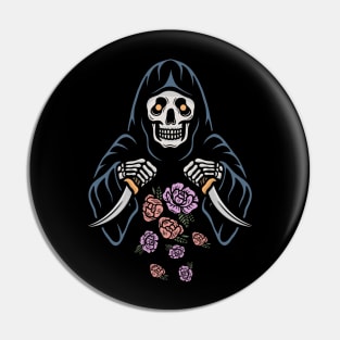 Knife and skull Pin