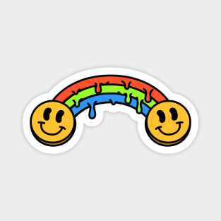 Dripping Rainbow Acid Smileys Magnet