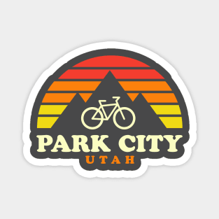 Park City Utah Mountain Biking Retro Sunset Magnet