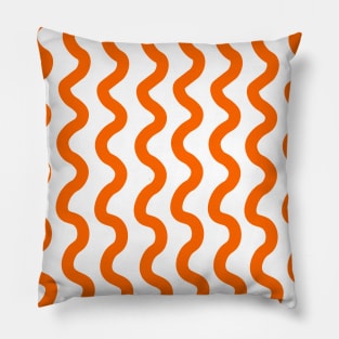 Orange vertical wavy curly lines pattern Pillow