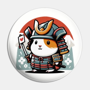 Kawaii Samurai Animal Hamster with Katana Cute Love Japanese Background Fuji Mount Pin