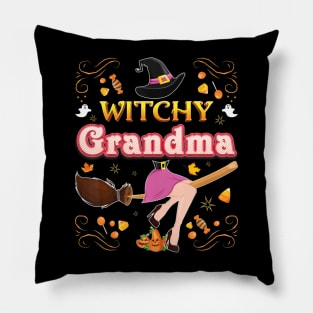 I'm He Witchy Grandma Witch Broom Halloween Pumpkin Family Pillow