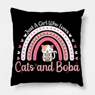 Just a Girl Who Loves Cats and Boba Pillow