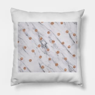 Rose gold spots on marble Pillow